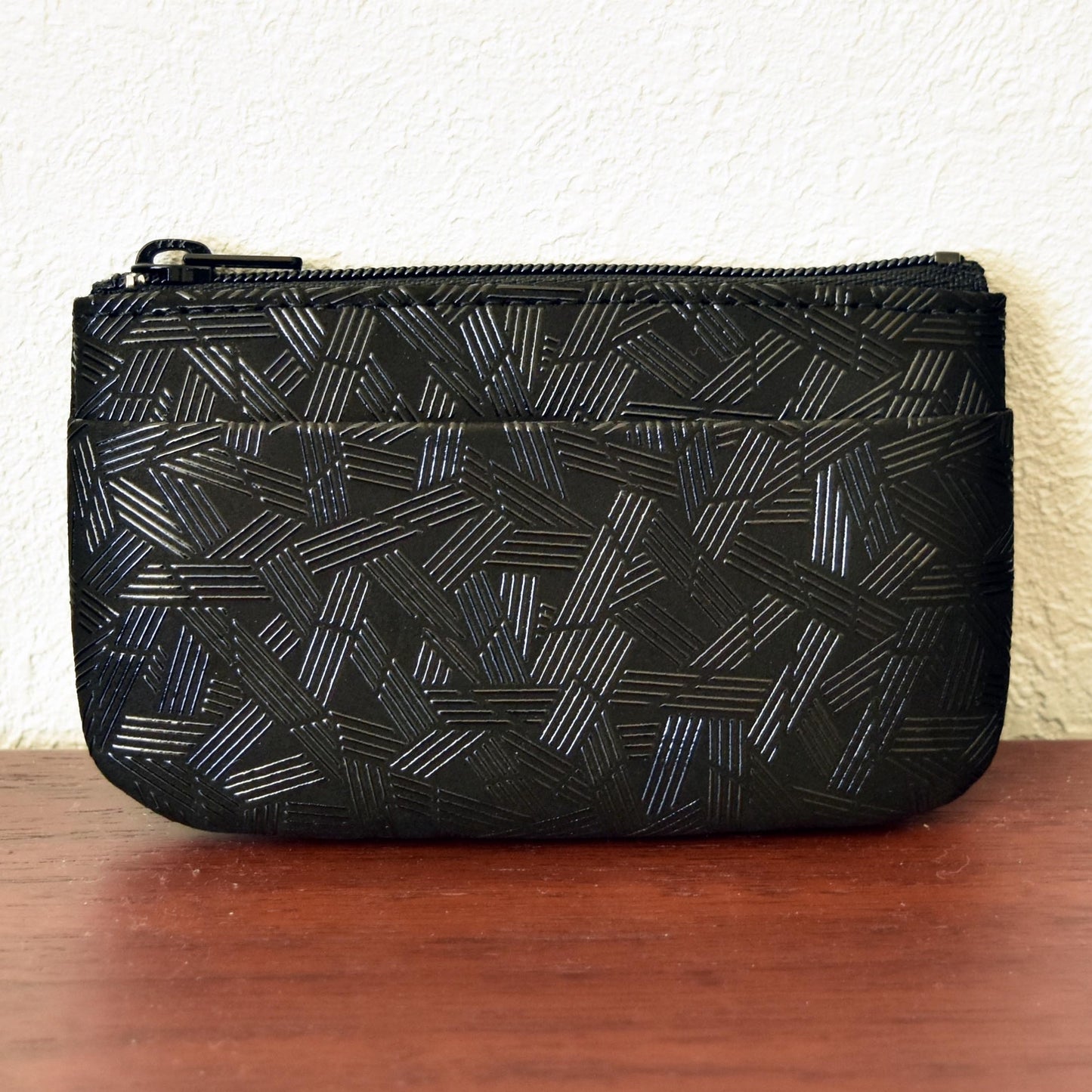 バンブー柄小銭入れ＆印鑑ケース(黒革×黒漆）