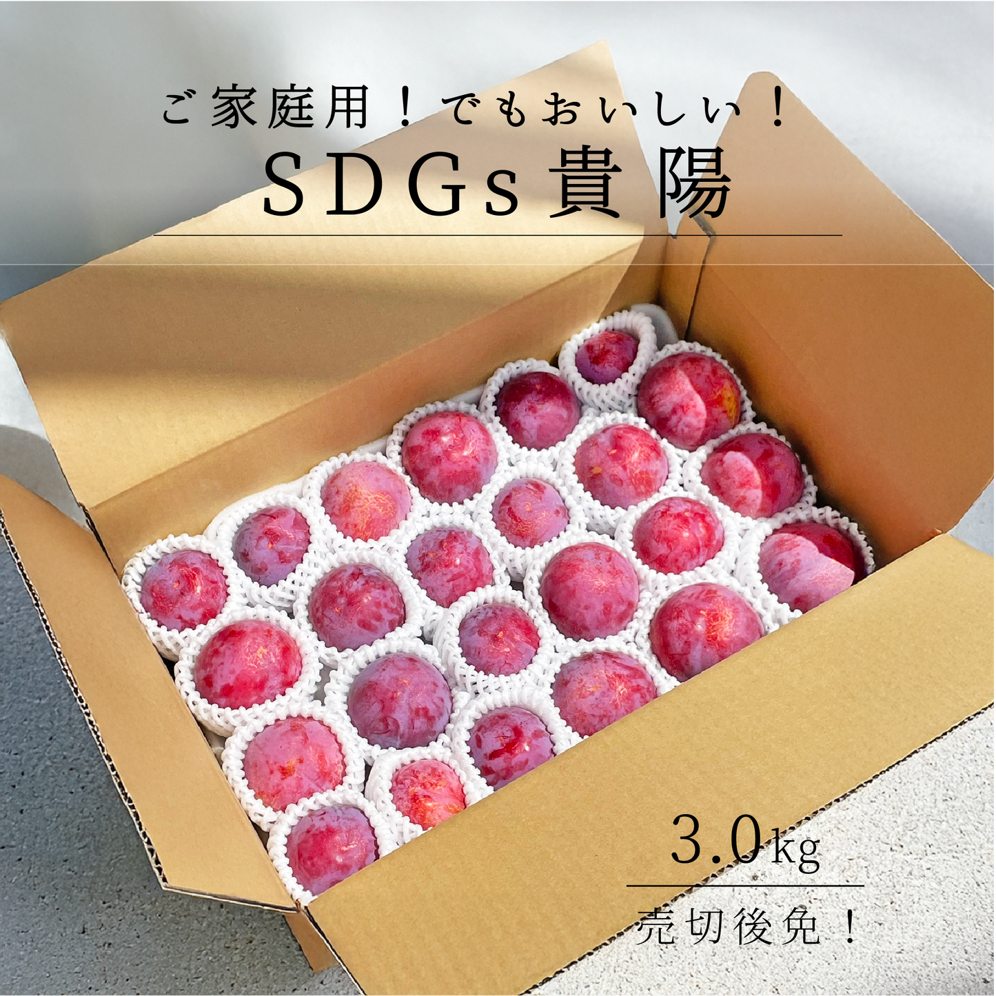 SDGs ご家庭用 山梨県産貴陽 約3.0㎏（送料込み）