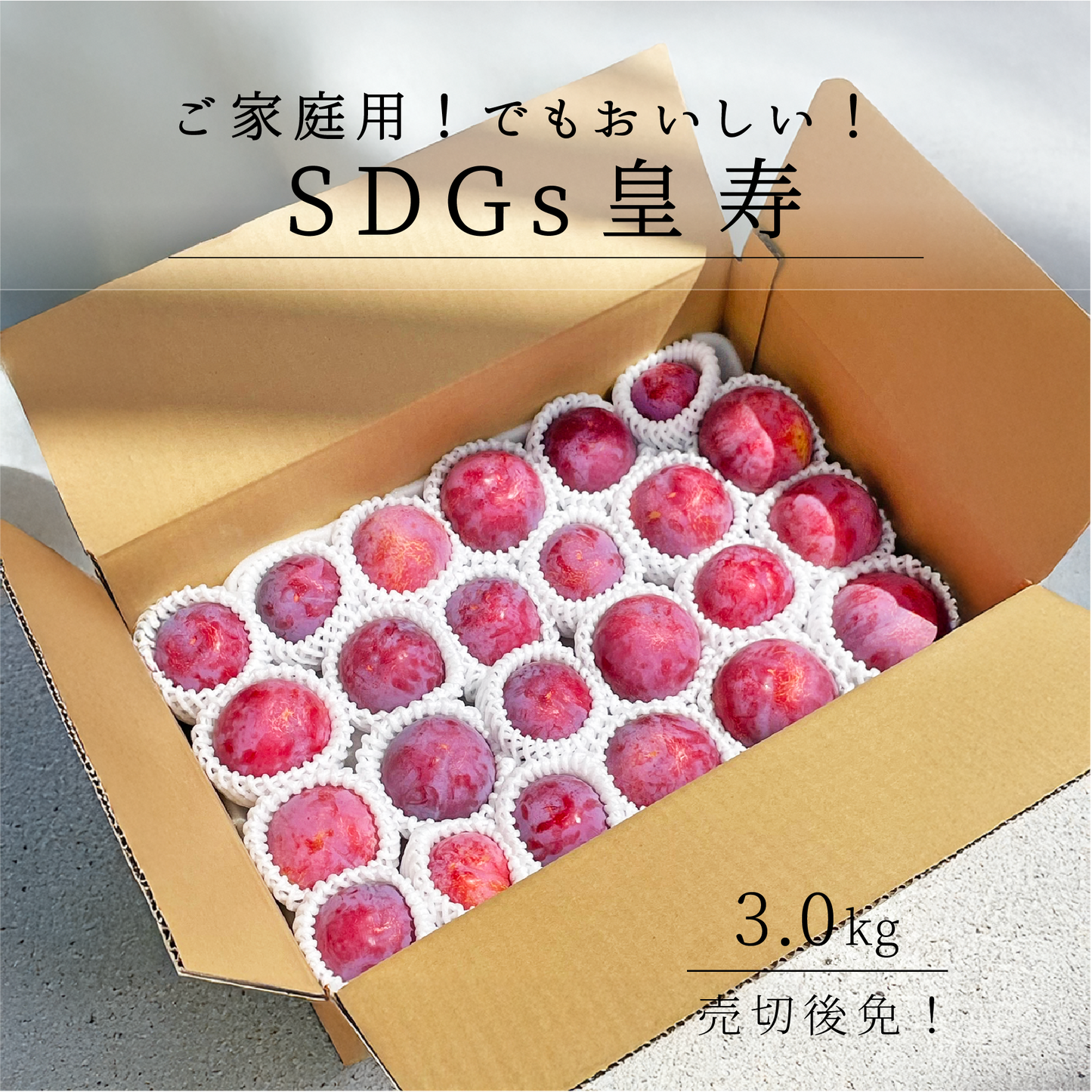 SDGs ご家庭用 山梨県産皇寿 約3.0㎏（送料込み）
