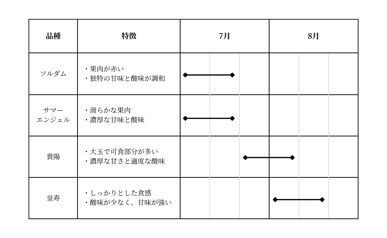 スモモ品種の収穫時期